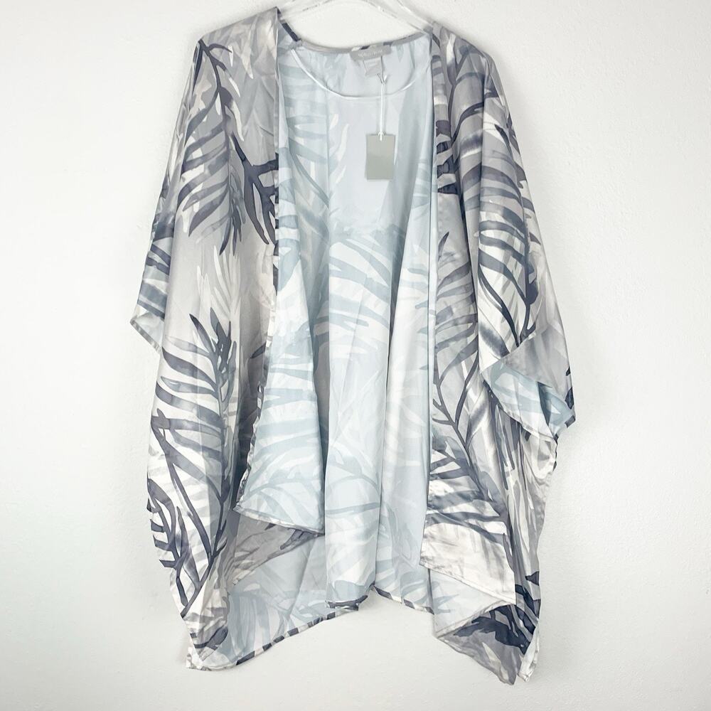 Nordstrom Kimono Womens One Size Small Medium Large Gray Summer Palm New